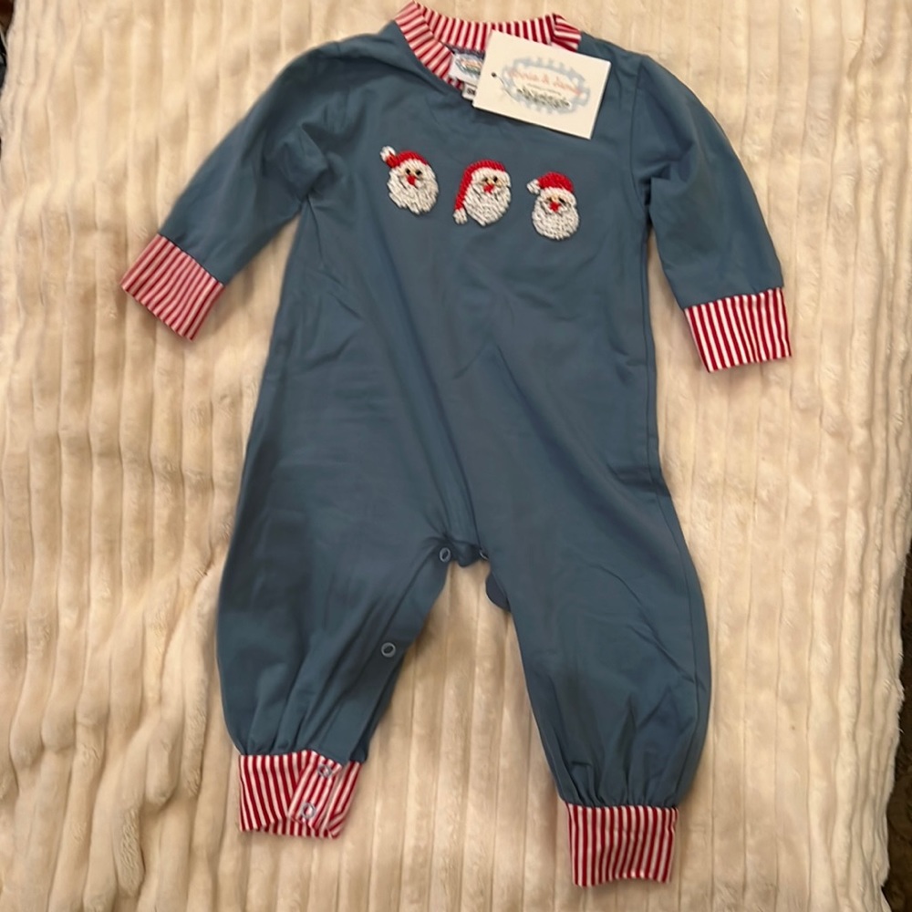 Annie & James boy Christmas romper. NWT